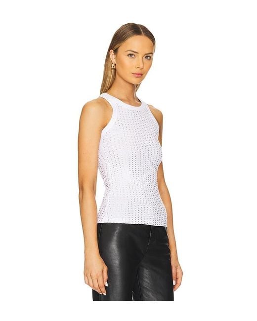 The Attico White Hotfixed Crystal Tank Top