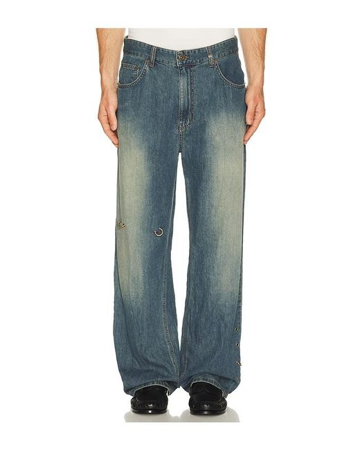 we11done Blue Piercing Denim Jeans for men