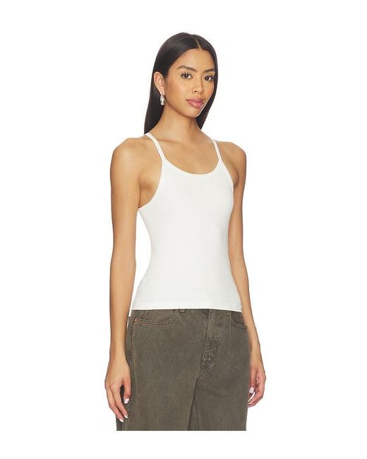 SLVRLAKE Denim White Fitted Rib Tank Top