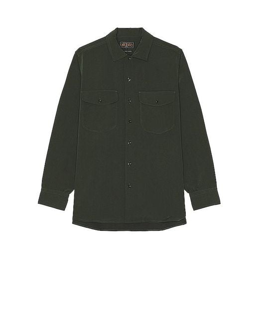 Beams Plus Green Work Classic Fit Pe Twill Shirt for men