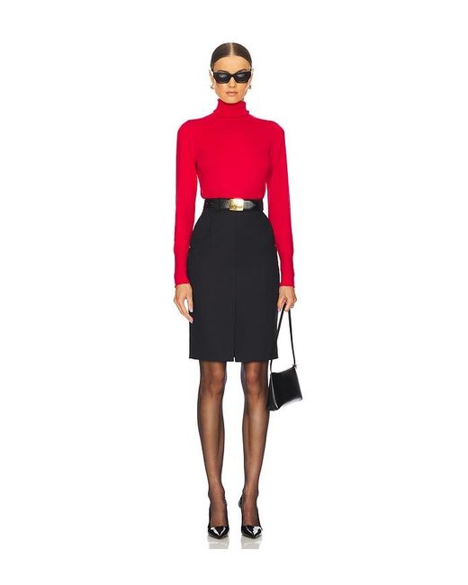 L'Agence Red Flora Turtleneck Top