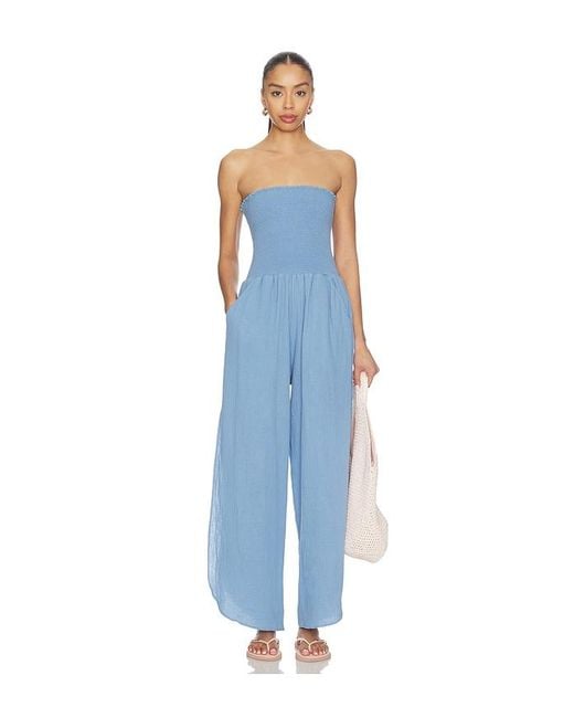 Peixoto Blue Harriet Strapless Jumpsuit