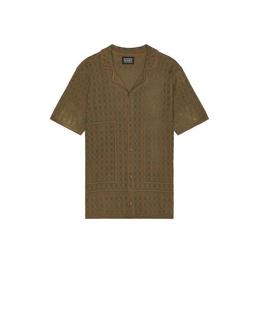 Scotch & Soda Green Jacquard Knitted Button Down Shirt for men