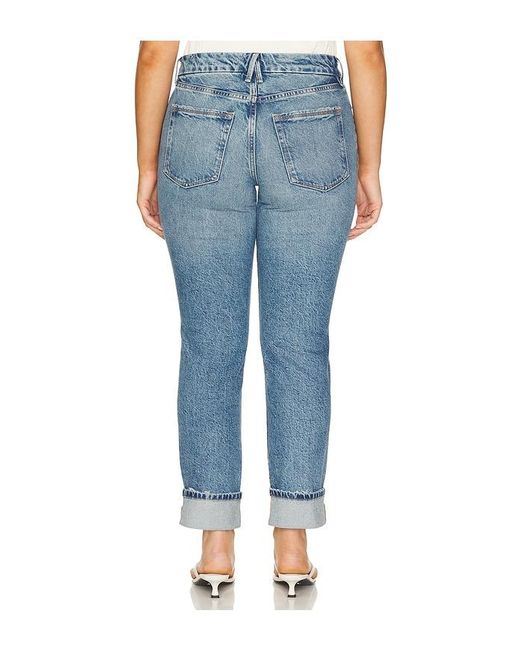 GOOD AMERICAN Blue Mid Rise Good Classic Cuffed Jeans