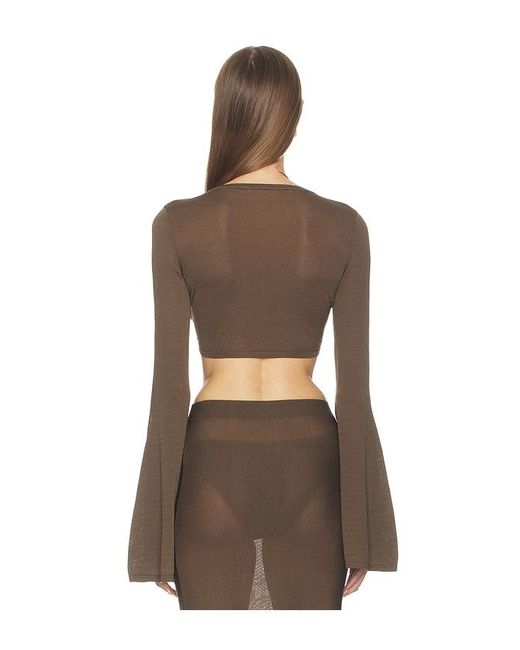 Lovers + Friends Brown Paisleigh Knit Tie Top