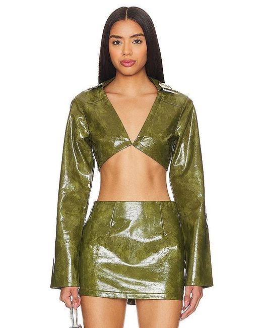 superdown Green Ethel Faux Leather Jacket