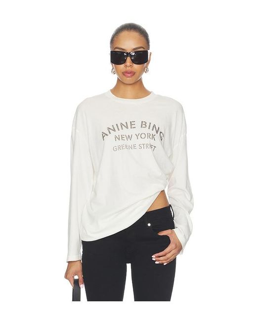 Anine Bing White Ivan Long Sleeve New York Stencil