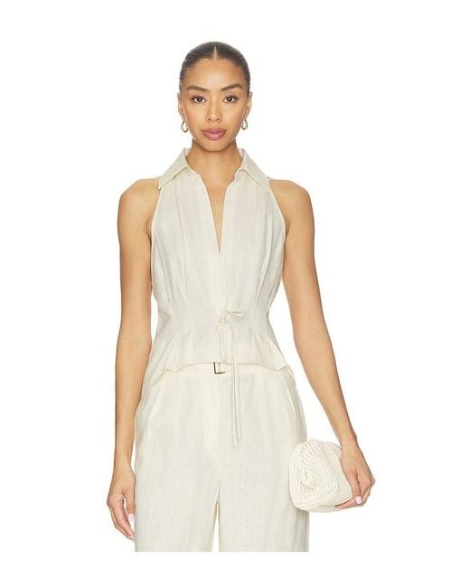 Hevron Natural Sloan Linen Vest