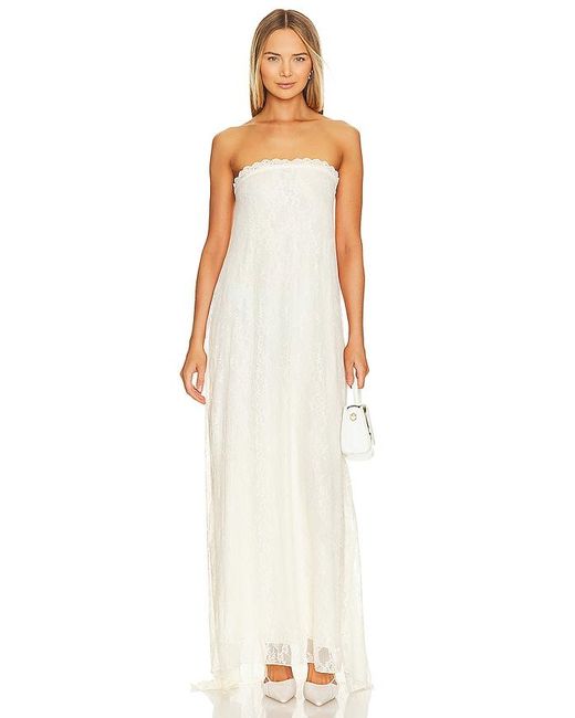 WeWoreWhat White Strapless Lace Maxi