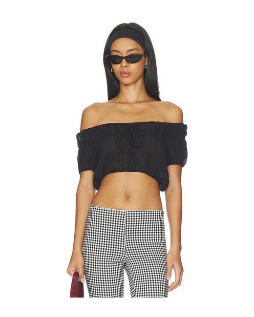 Frankie's Bikinis Black Paulina Chiffon Blouse
