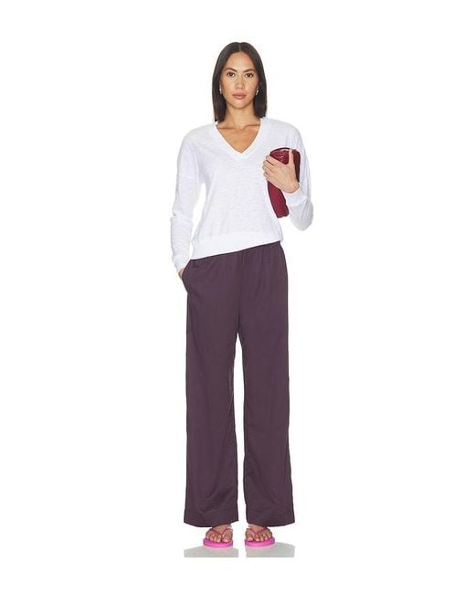 Bobi White Deep Vneck Pullover