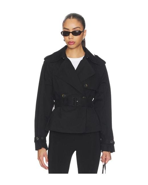 GOOD AMERICAN Black Cropped Trench Jacket