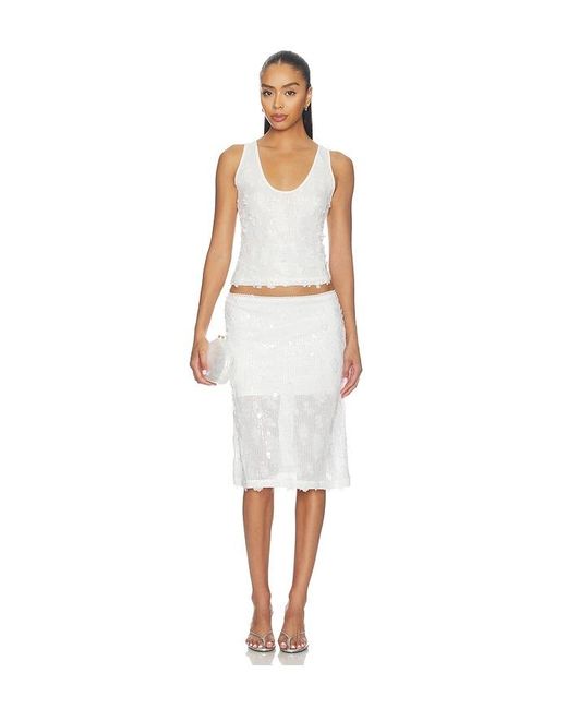With Harper Lu White Mesh Tank Top