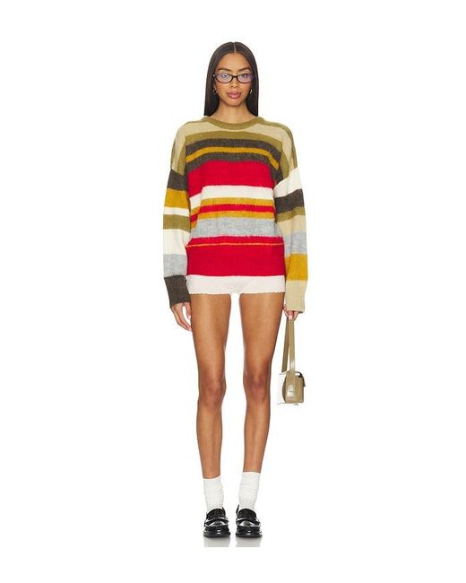 GUIZIO Red Oversized Stripe Jumper