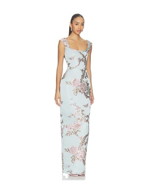 SAU LEE White Brooke Brocade Gown
