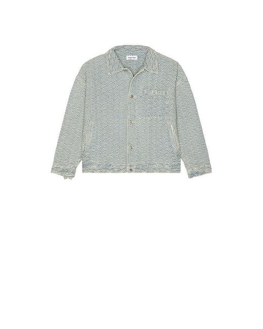 Ryoko Rain Gray Seigaiha Jacquard Denim Work Jacket for men