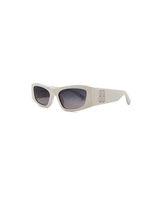 Balenciaga White Rectangular Sunglasses