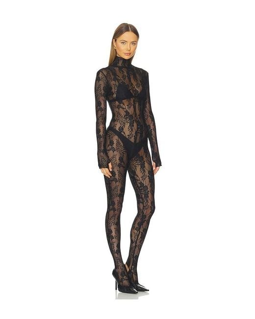Norma Kamali Black Long Sleeve Slim Fit Turtleneck Catsuit