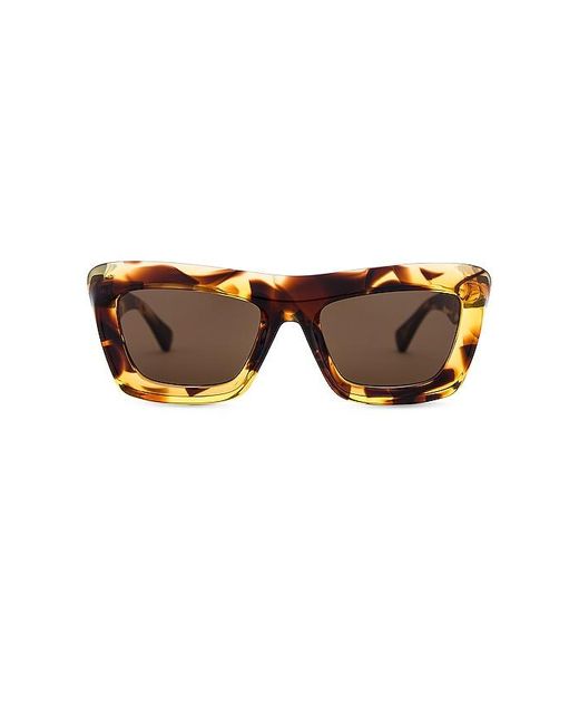 Bottega Veneta Brown Scoop Rectangular Sunglasses