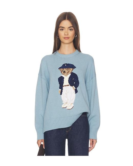 Polo Ralph Lauren Blue Cotton Bear Crew Neck Pullover