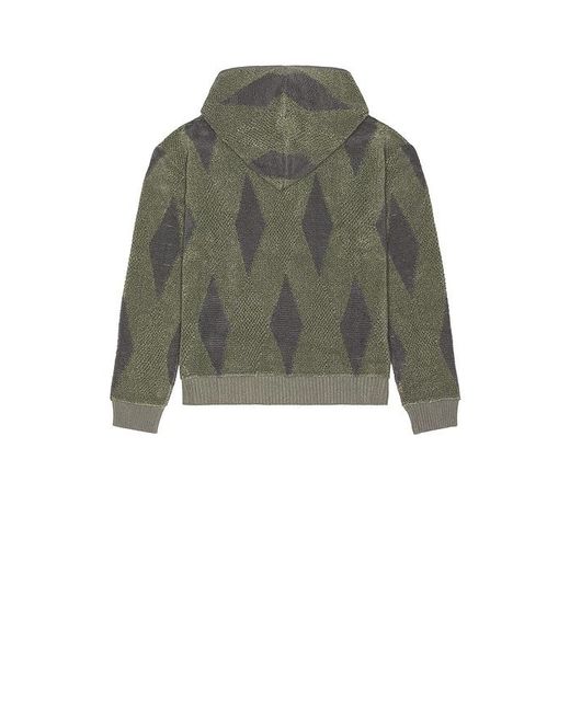 Isa Boulder Green Small Argyle Towel Hoodie for men