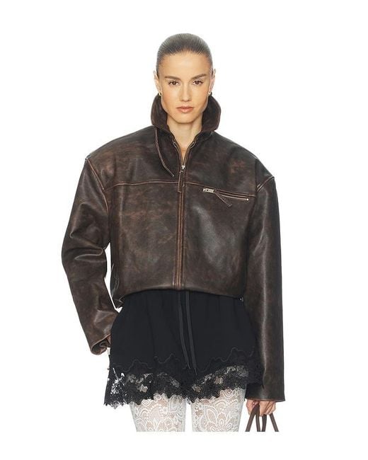 Helsa Black The Leather Oversized Moto Jacket