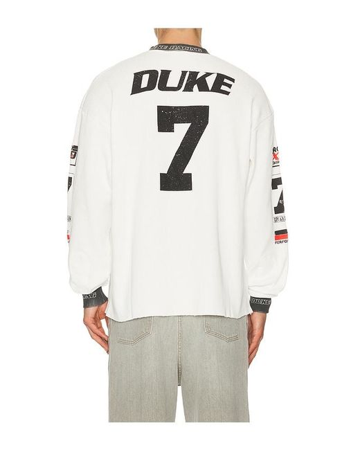 Duke & Dexter White Motorcross Waffle Long Sleeve Tee for men