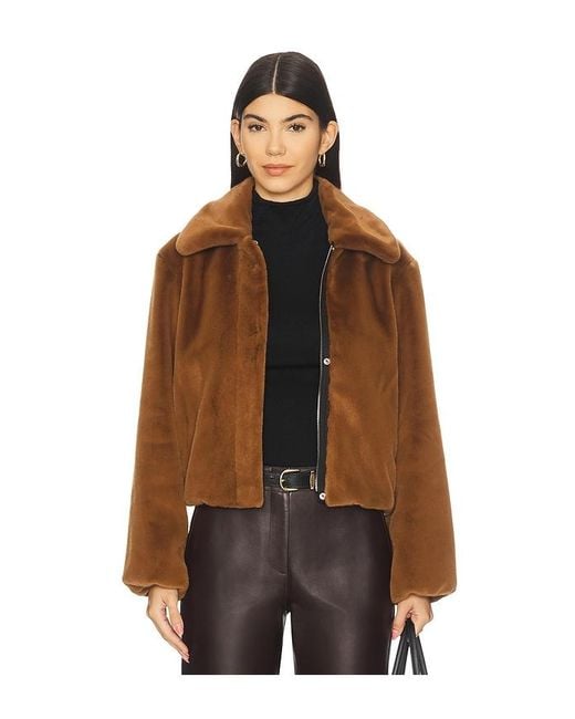 Theory Brown Faux Fur Jacket