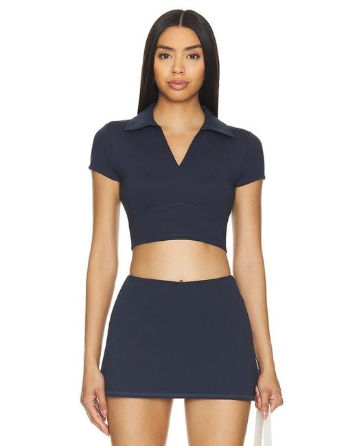 WellBeing + BeingWell Blue Movewell Frankie Polo Top