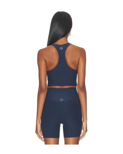 Beyond Yoga Blue Spacedye Racerback Contrast Piping Tank Top