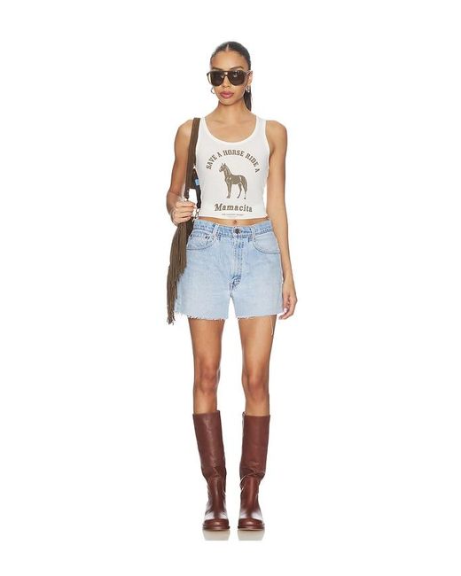 The Laundry Room Blue Ride A Mamacita Rib Tank Top