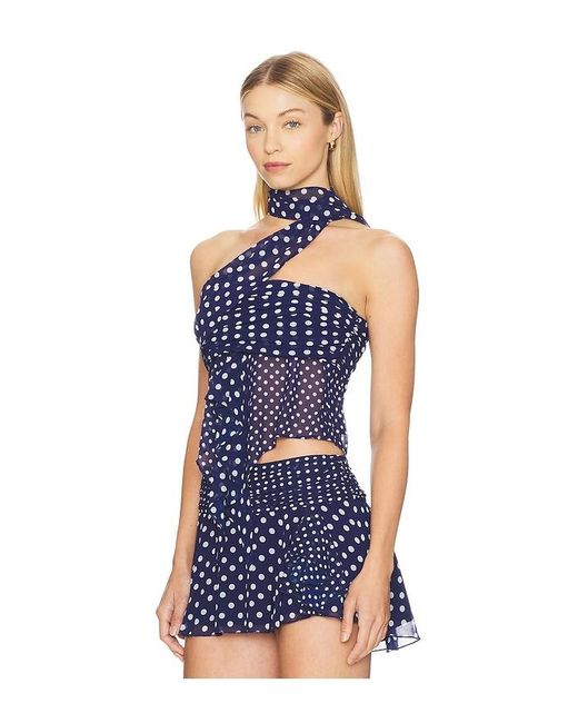 GUIZIO Blue Chiffon Wrap Around Top