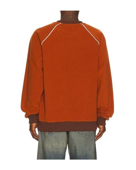 Rhythm Orange Pipe Polar Crewneck Pullover for men