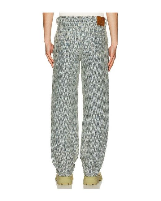 Ryoko Rain Green Seigaiha Jacquard Denim Jeans for men