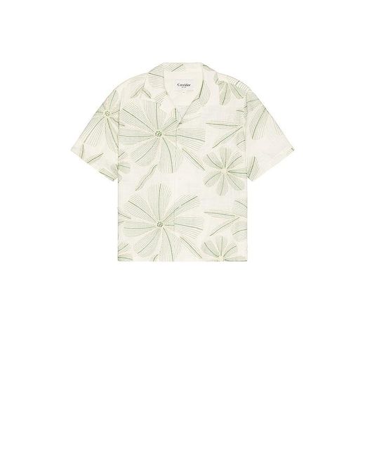 Corridor NYC Natural Linen Applique Short Sleeve Shirt for men