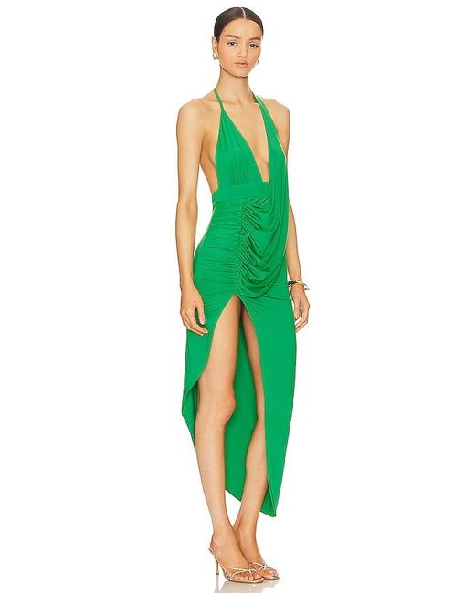 superdown Green Mia Drape Slit Dress