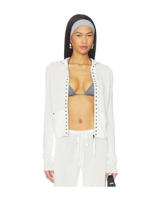 Frankie's Bikinis White Atlas Knit Hoodie