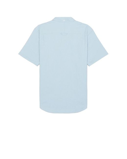 Nike Blue Short-sleeve Seersucker Button-down Shirt for men