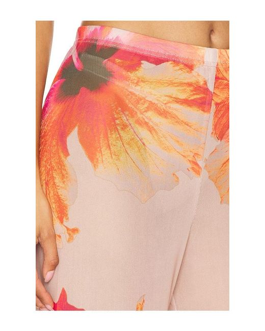 GOOD AMERICAN Orange Gauze Mesh Wide Leg Pant
