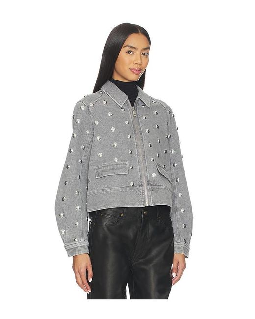 Cinq À Sept Gray Studded Denim Harriet Jacket