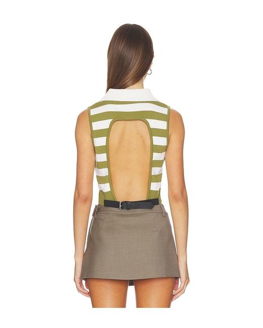 Monse Natural Leather Belt Cut Out Knitted Top