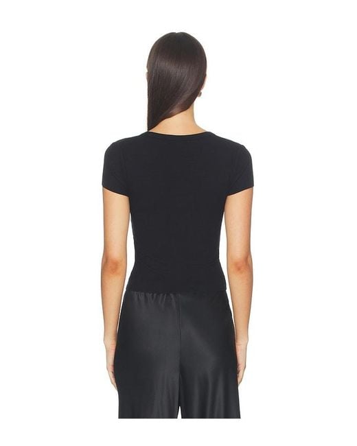 ÉTERNE Black Short Sleeve V-Neck Baby Tee