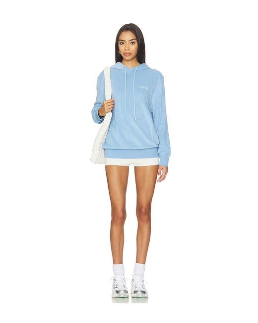 Hunza G Blue Towelling Embroidered Hoodie
