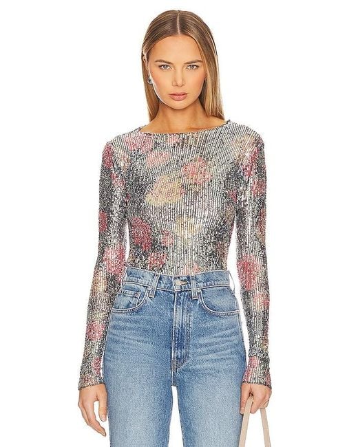 Free People Blue X Intimately Fp Printed Gold Rush Long Sleeve