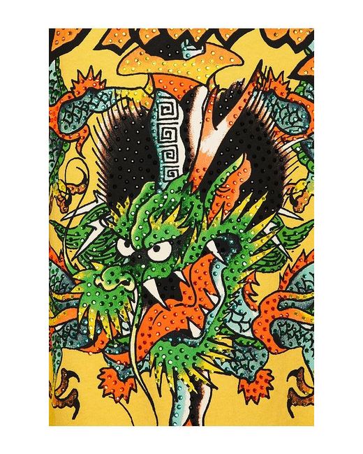 Ed Hardy Yellow Dragons Boxy Rhinestone Tee for men