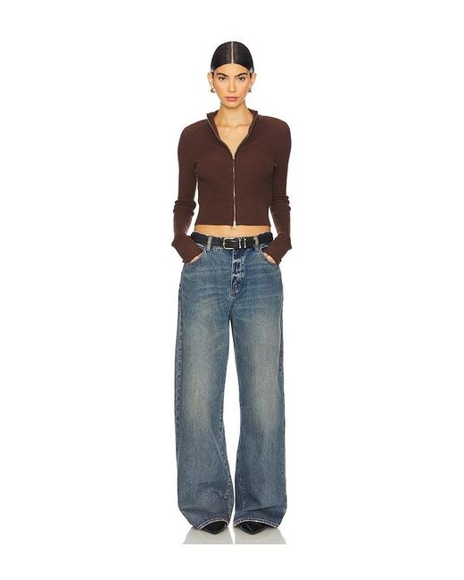 Lovers + Friends Blue Roxana Zip Sweater