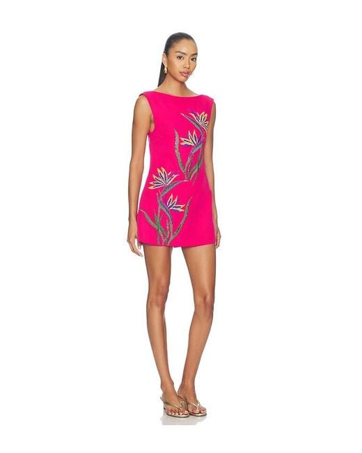 YELLOW THE LABEL Pink Bird Of Paradise Dress