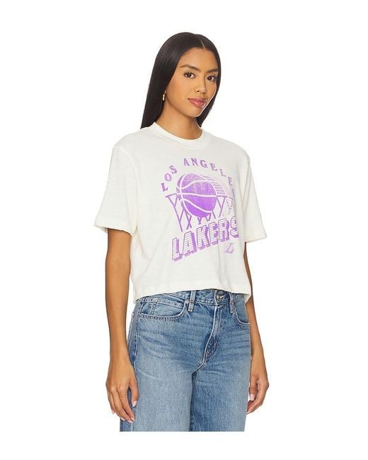 Junk Food White Lakers Lakers Mock Crop Tee