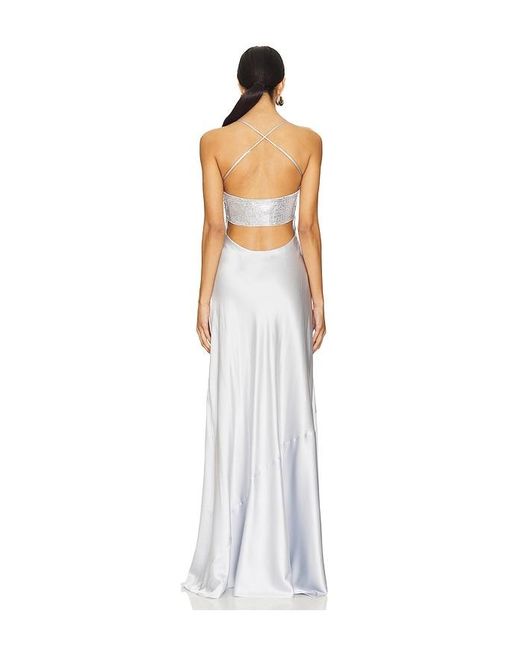 retroféte White Emery Embellished Silk Dress