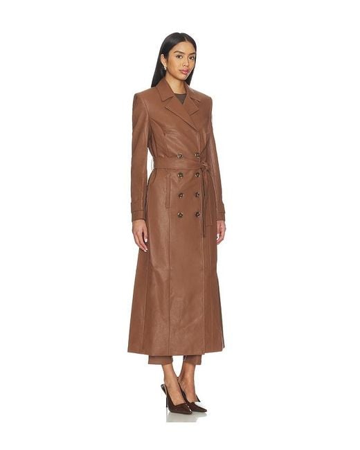 Bardot Brown Faux Leather Longline Coat